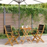Berkfield Home 3 Piece Bistro Set Black Polypropylene & Solid Wood