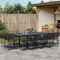 Berkfield Home 13 Piece Garden Dining Set Black Poly Rattan