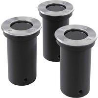 Berkfield Home Outdoor Ground Lights 3 pcs Round in Silver