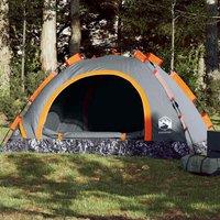 Berkfield Home Camping Tent 4-Person Grey & Orange Quick Release