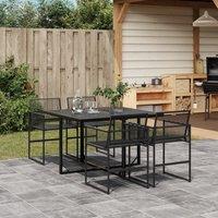Berkfield Home 5 Piece Garden Dining Set Black Poly Rattan