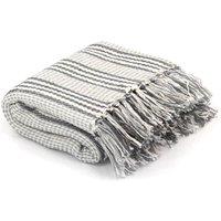 Berkfield Home Throw Cotton Stripes 125x150 cm Grey & White