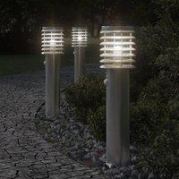 Berkfield Home Outdoor Floor Lamp with Sensor Silver 60 cm Stainless Steel