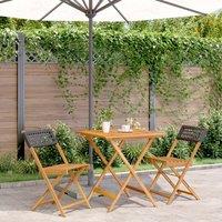 Berkfield Home 3 Piece Bistro Set Black Poly Rattan & Solid Wood
