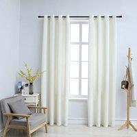 Berkfield Home Blackout Curtains with Rings 2 pcs Velvet Cream 140x245 cm