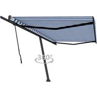 Berkfield Home Freestanding Manual Retractable Awning 500x350 cm Blue/White in Blue