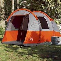 Berkfield Home Camping Tent Tunnel 4-Person Grey & Orange Waterproof