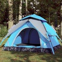 Berkfield Home Camping Tent Dome 3-Person Blue Quick Release