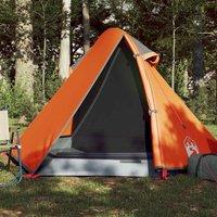 Berkfield Home Camping Tent Dome 2-Person Grey & Orange Waterproof