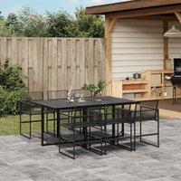 Berkfield Home 7 Piece Garden Dining Set Black Poly Rattan