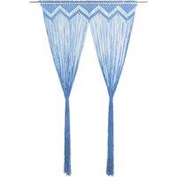 Berkfield Home Macrame Curtain Blue 140x240 cm Cotton