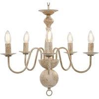 Chandelier Antique White 5 x E14 Bulbs