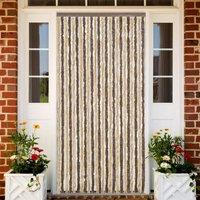 Berkfield Home Fly Curtain Dark Brown & Beige 100x200 cm Chenille