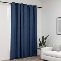 Berkfield Home Linen-Look Blackout Curtains with Grommets Blue 290x245cm | Size: 290x245 cm