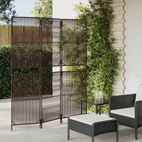 Berkfield Home Room Divider 3 Panels Brown Poly Rattan