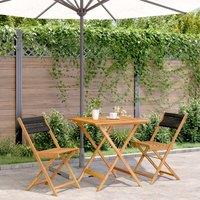 Berkfield Home 3 Piece Bistro Set Black Polypropylene & Solid Wood