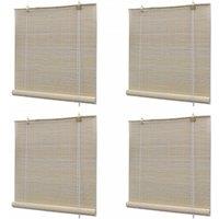Berkfield Home Bamboo Roller Blinds 4 pcs 120x160 cm Natural in Beige