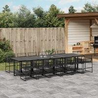 Berkfield Home 13 Piece Garden Dining Set Black Poly Rattan