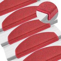 Berkfield Home Carpet Stair Treads 15 pcs Bordeaux Red 65x24x4 cm | Size: Medium