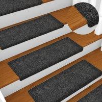 Berkfield Home Stair Mats 15 pcs Needle Punch 65x21x4 cm Grey | Size: Medium