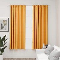 Berkfield Home Linen-Look Blackout Curtains with Hooks 2 pcs Yellow 140x175 cm