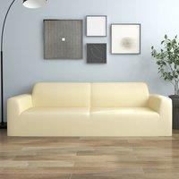 Berkfield Home 3-Seater Stretch Couch Slipcover Cream Polyester Jersey