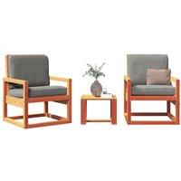 3 Piece Garden Lounge Set Wax Brown Solid Wood Pine