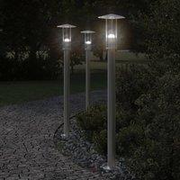 Berkfield Home Outdoor Floor Lamps 3pcs Silver 100 cm Stainless Steel