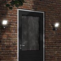 Berkfield Home Outdoor LED Wall Light with Sensor Black Die-cast Aluminium