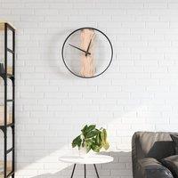 Berkfield Home Wall Clock Brown √35 cm Iron & Oak Wood