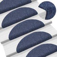 Berkfield Home 15 pcs Self-adhesive Stair Mats Needle Punch 56x17x3 cm Blue | Size: Medium