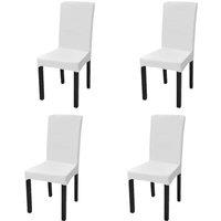 Berkfield Home Straight Stretchable Chair Cover 4 pcs White