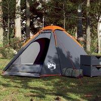 Berkfield Home Camping Tent Dome 4-Person Grey & Orange Waterproof