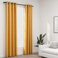 Berkfield Home Linen-Look Blackout Curtains with Grommets 2pcs Yellow 140x245cm | Size: 140x245 cm