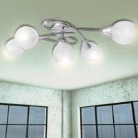 Berkfield Home Ceiling Lamp with Glass Shades for 5 E14 Bulbs in White
