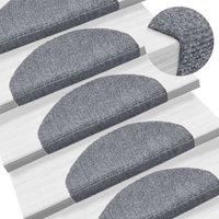 Berkfield Home 15 Self-adhesive Stair Mats Needle Punch 65x21x4 cm Light Grey | Size: Medium