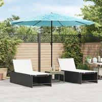 Berkfield Home Garden Parasol with Steel Pole Blue 324x324x247 cm | Size: 324 x 324 x 247 cm