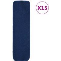 Berkfield Home Anti Slip Stair Mats 15 pcs 75x20 cm Navy Blue Rectangular | Size: Medium