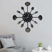 Berkfield Home Wall Clock with Spoon & Fork Design Black 40 cm Aluminium