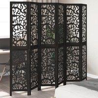 Berkfield Home Room Divider 6 Panels Black Solid Wood Paulownia