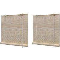 Berkfield Home Bamboo Roller Blinds 2 pcs 120x160 cm Natural in Beige