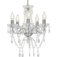 Berkfield Home Chandelier with Crystal Beads Silver Round 5 x E14