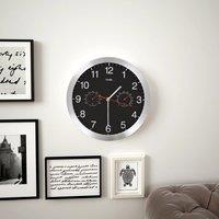 Berkfield Home Wall Clock with Quartz Movement Hygrometer Thermometer Black