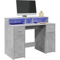 Berkfield Home Desk with LED Lights Concrete Grey 120x55x91 cm Engineered Wood | Size: 120 x 55 x 91 cm