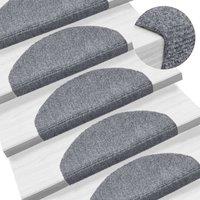 Berkfield Home Self-adhesive Stair Mats 5 pcs Light Grey 65x21x4 cm Needle Punch | Size: Medium