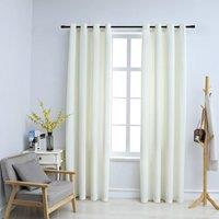 Berkfield Home Blackout Curtains with Rings 2 pcs Velvet Cream 140x225 cm
