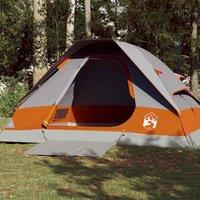 Berkfield Home Camping Tent Dome 4-Person Grey & Orange Waterproof
