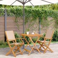 Berkfield Home 3 Piece Bistro Set Beige Fabric & Solid Wood