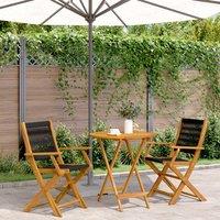 Berkfield Home 3 Piece Bistro Set Black Polypropylene & Solid Wood
