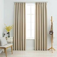 Berkfield Home Blackout Curtains with Hooks 2 pcs Beige 140x245 cm